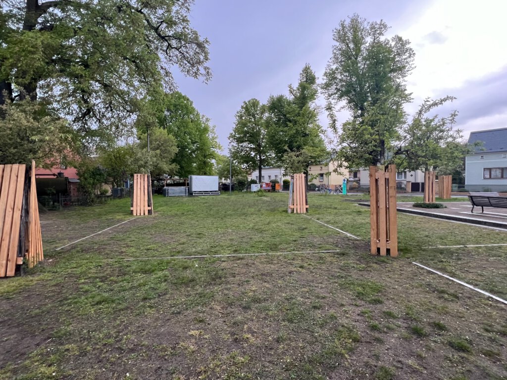 Plantagenplatz in Werder (Havel). Beginn des Spaziergangs durch die historische Altstadt