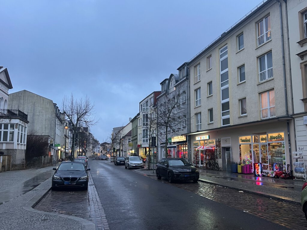 Blick in die Eisenbahnstraße in Fürstenwalde