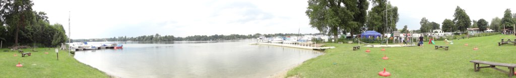 Das Strandbad von Glindow am Glindower See auf einem Panoramafoto